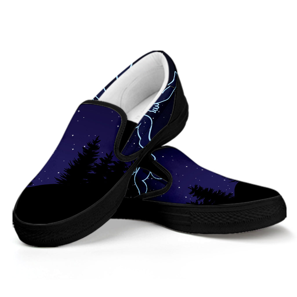 Gemini Constellation Print Black Slip On Shoes