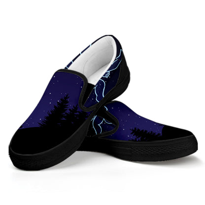 Gemini Constellation Print Black Slip On Shoes