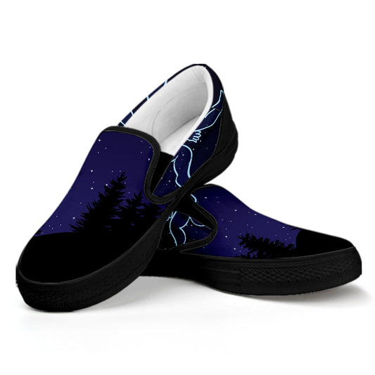 Gemini Constellation Print Black Slip On Shoes