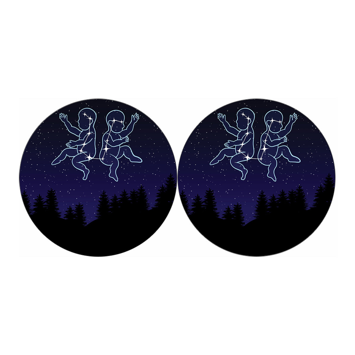 Gemini Constellation Print Car Coasters