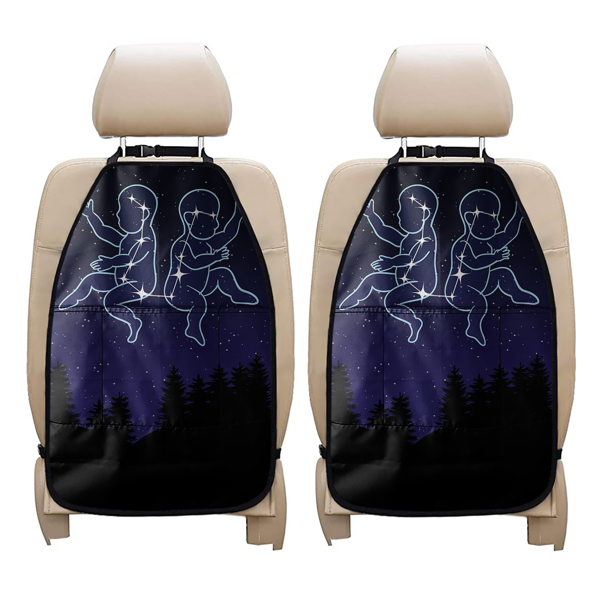 Gemini Constellation Print Car Seat Organizers