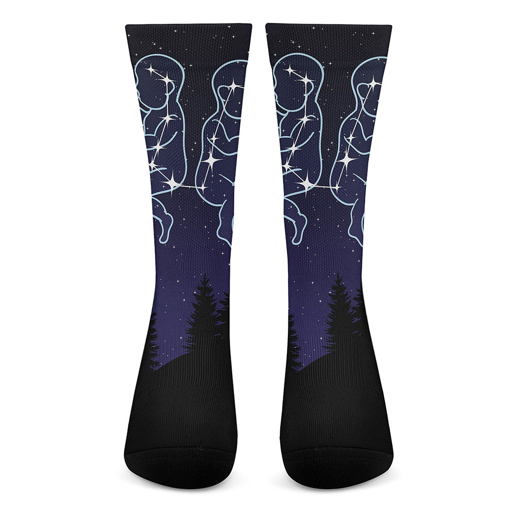Gemini Constellation Print Crew Socks