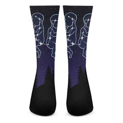 Gemini Constellation Print Crew Socks