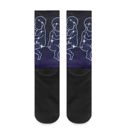 Gemini Constellation Print Crew Socks