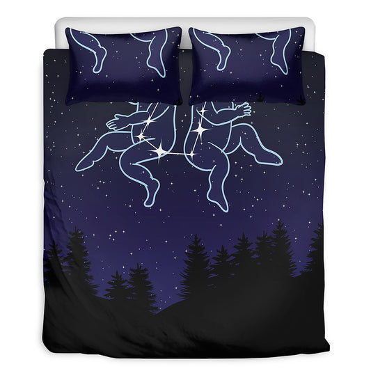 Gemini Constellation Print Duvet Cover Bedding Set