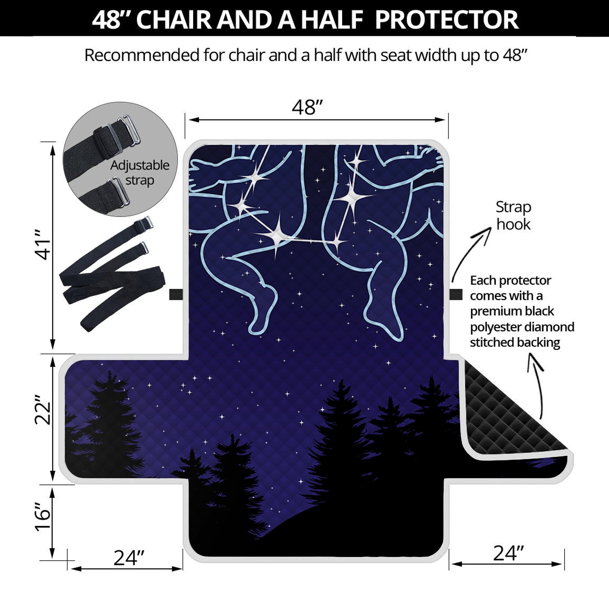 Gemini Constellation Print Half Sofa Protector