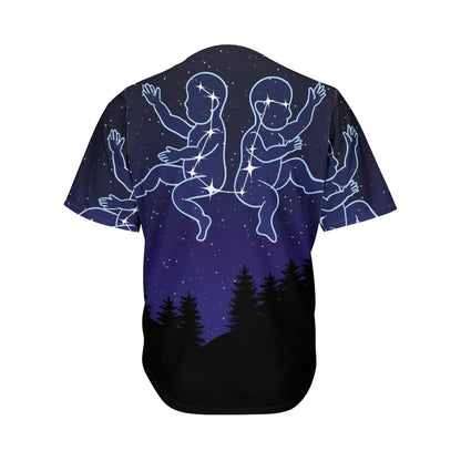 Gemini Constellation Print Men's Baseball Jersey