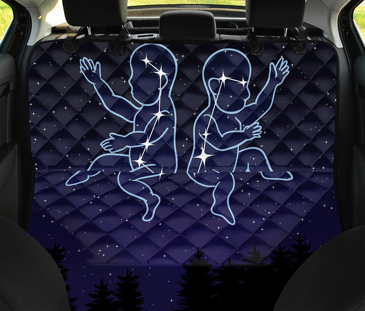 Gemini Constellation Print Pet Car Back Seat Cover