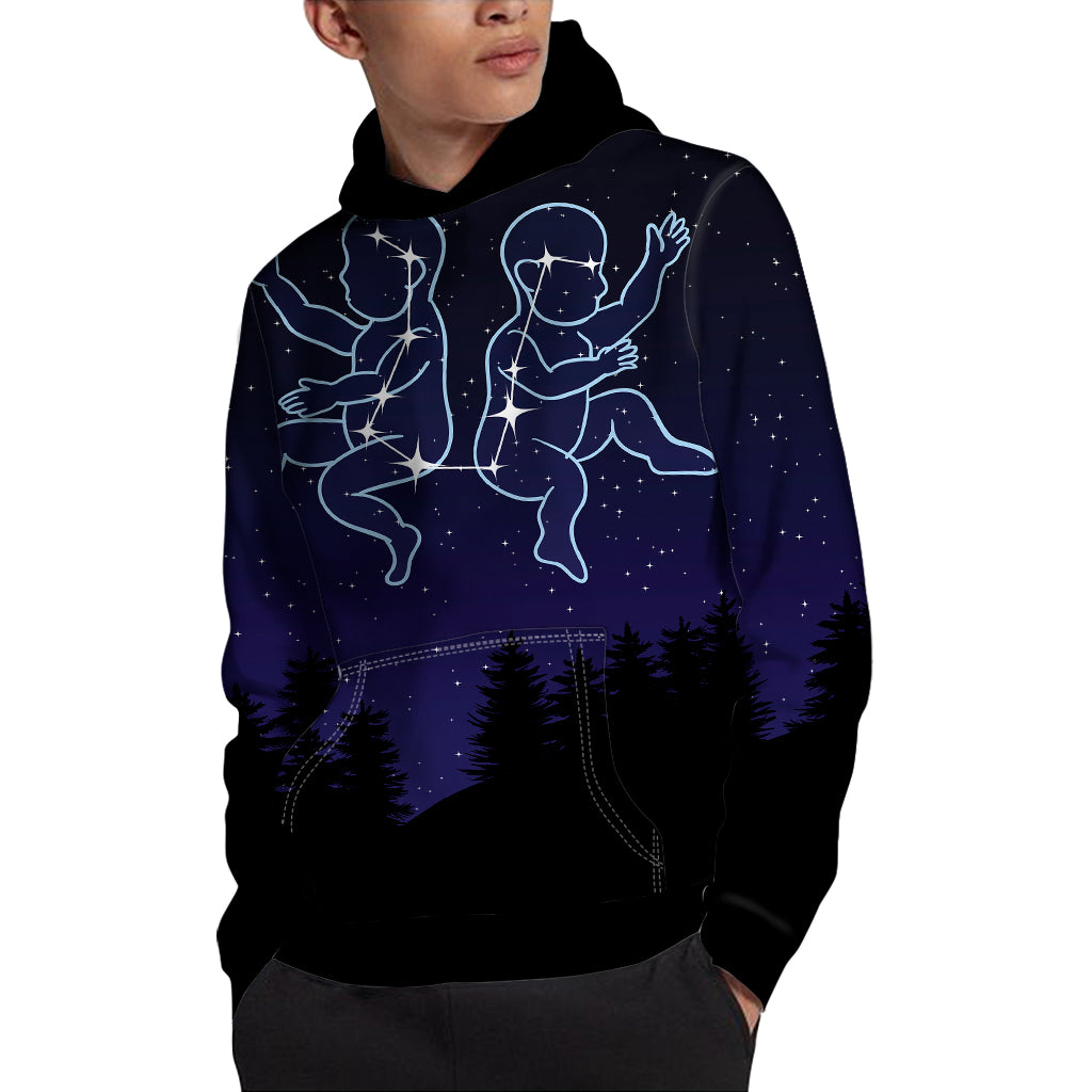 Gemini Constellation Print Pullover Hoodie