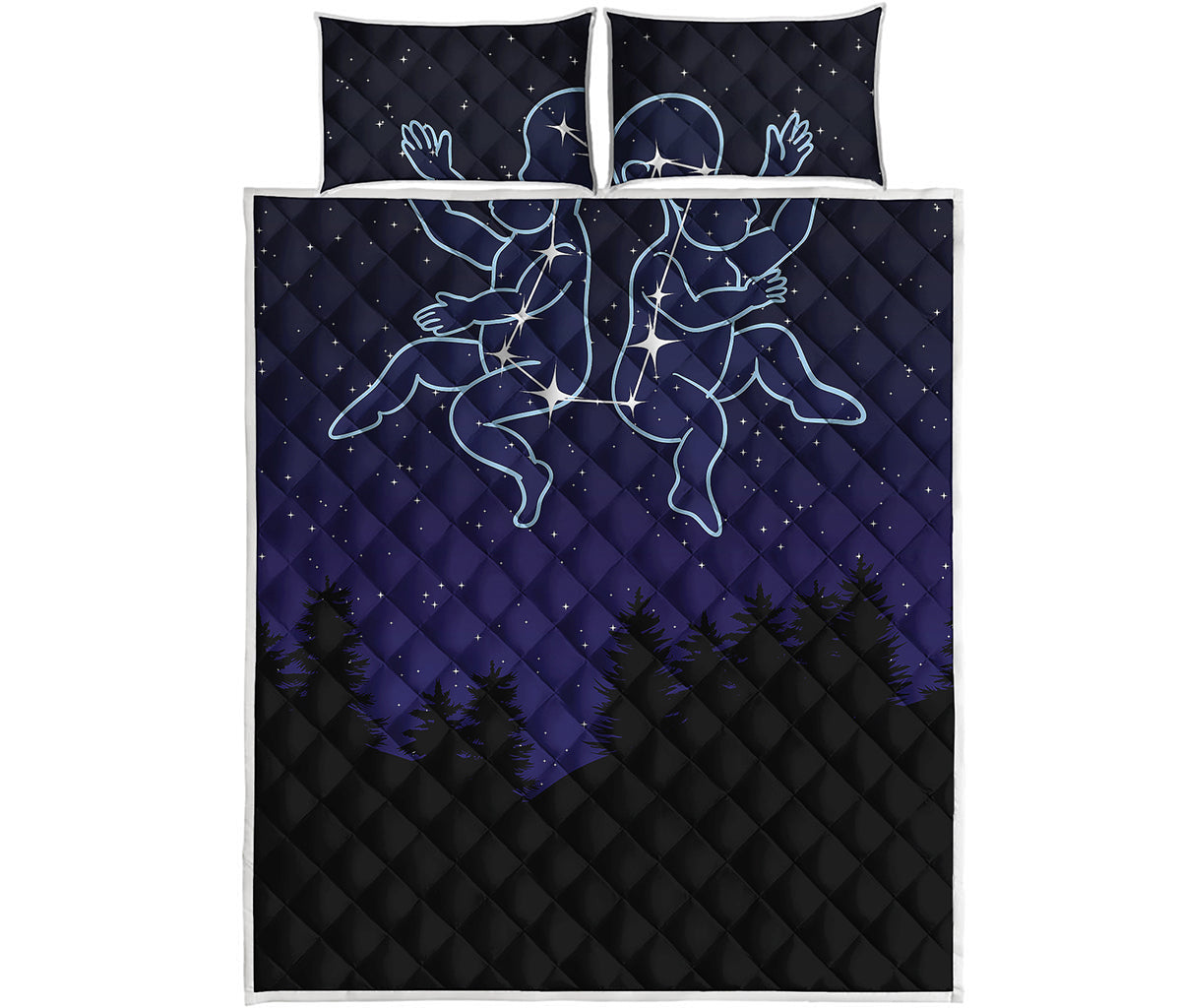 Gemini Constellation Print Quilt Bed Set