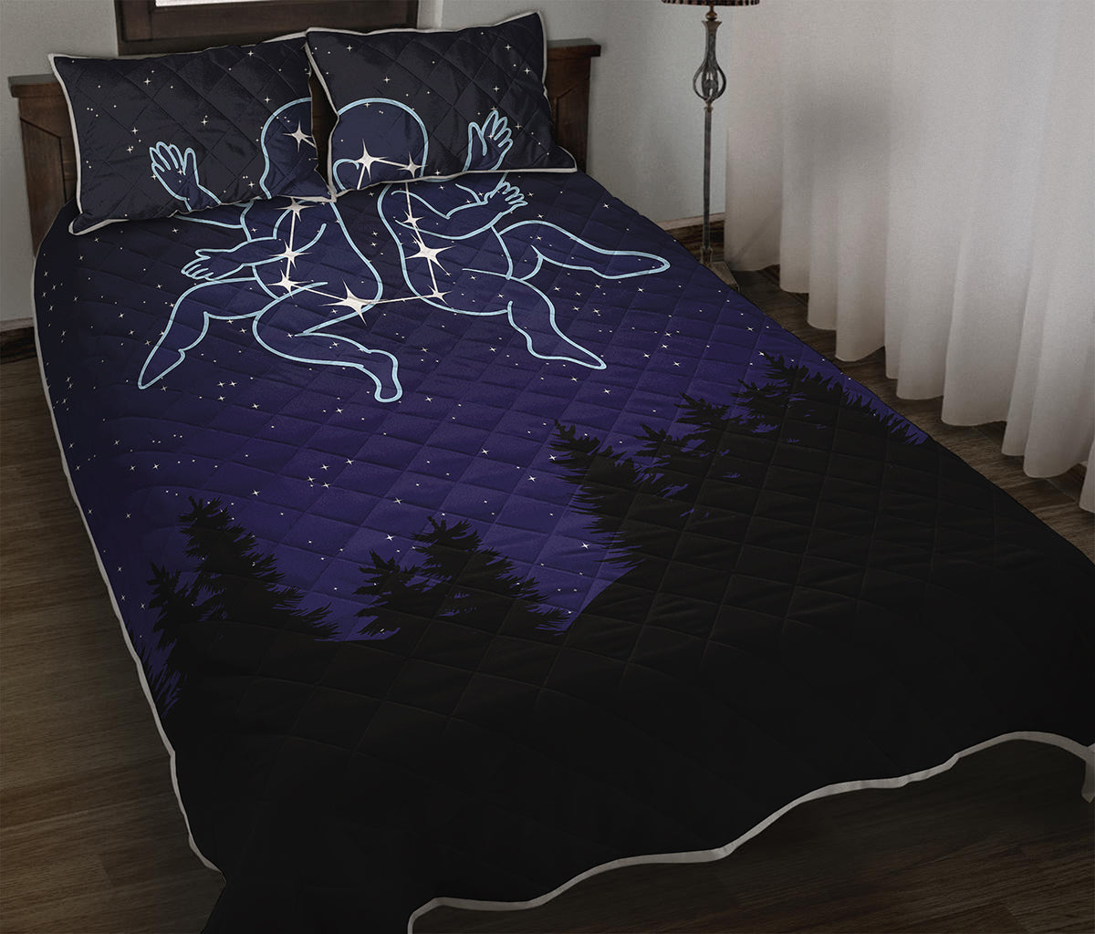 Gemini Constellation Print Quilt Bed Set