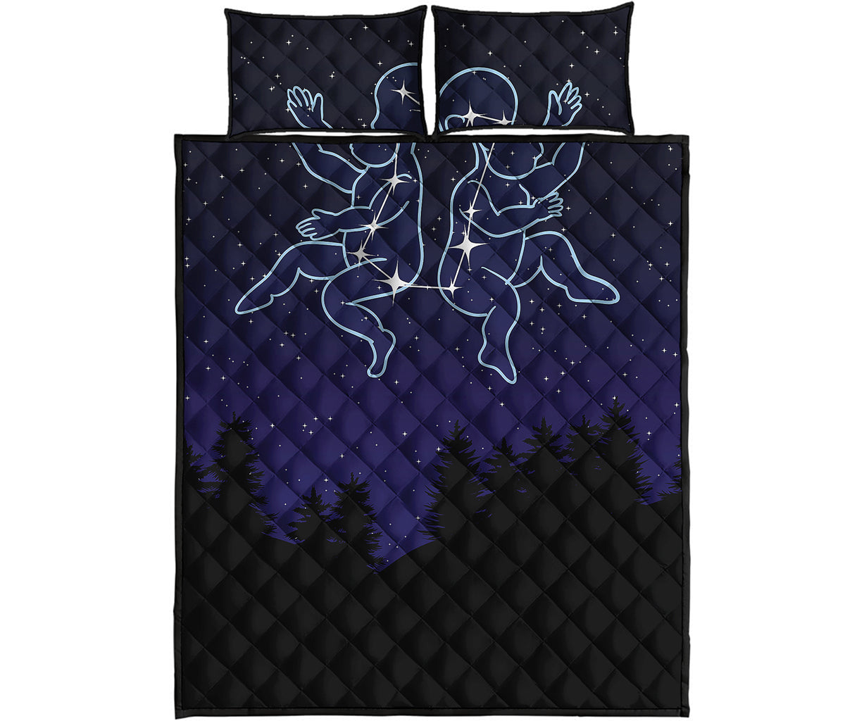 Gemini Constellation Print Quilt Bed Set