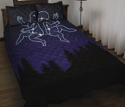 Gemini Constellation Print Quilt Bed Set