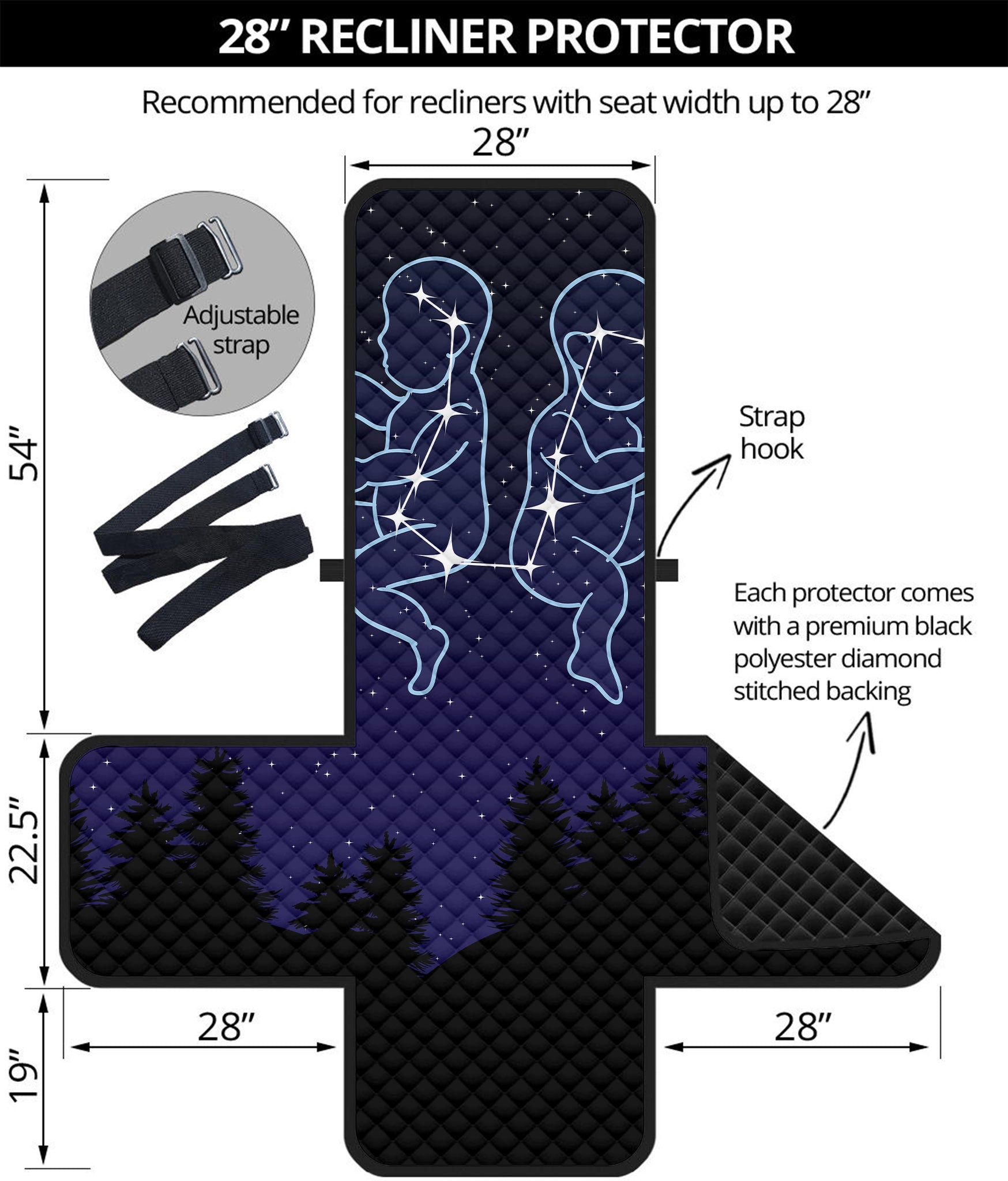 Gemini Constellation Print Recliner Protector