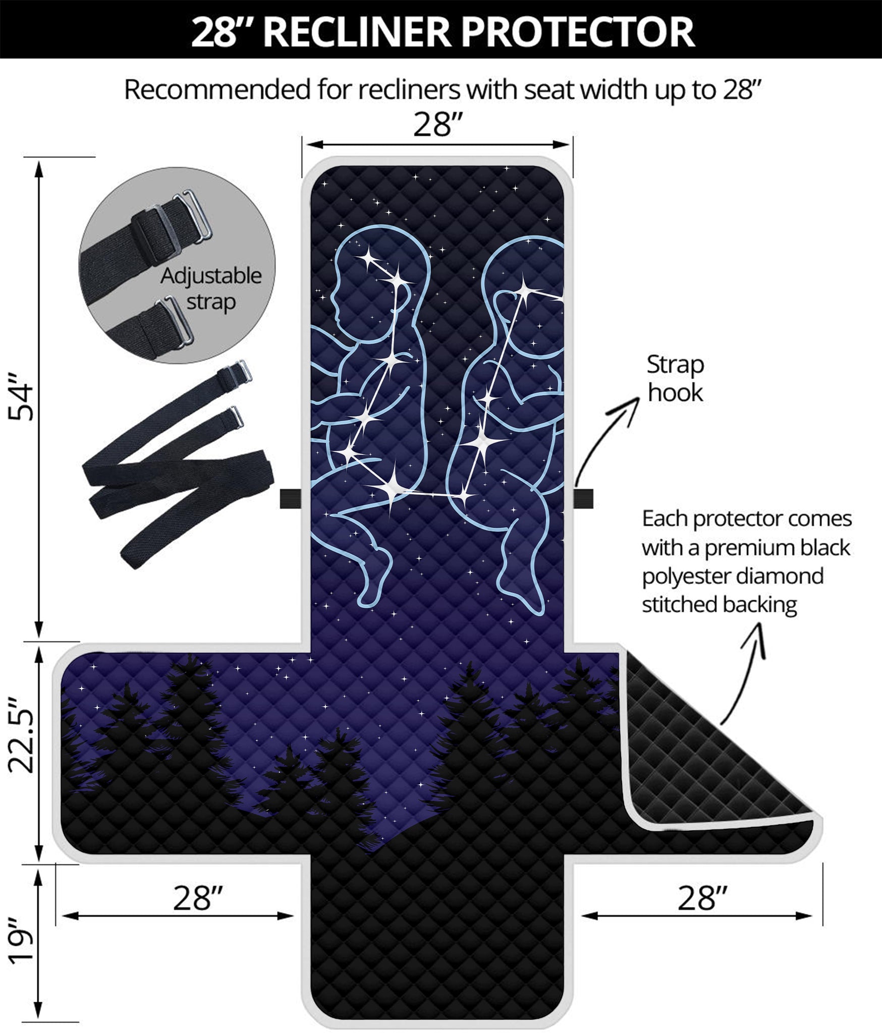 Gemini Constellation Print Recliner Protector