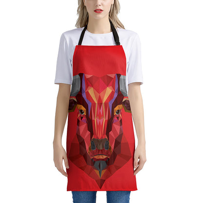 Geometric Bull Skull Print Apron