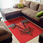 Geometric Bull Skull Print Area Rug