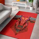 Geometric Bull Skull Print Area Rug