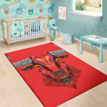 Geometric Bull Skull Print Area Rug