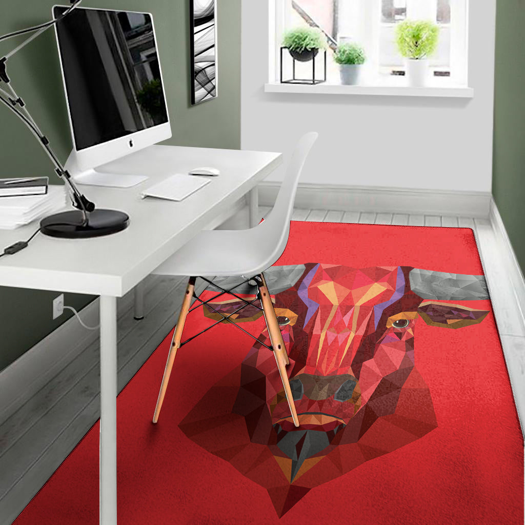 Geometric Bull Skull Print Area Rug