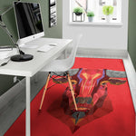 Geometric Bull Skull Print Area Rug