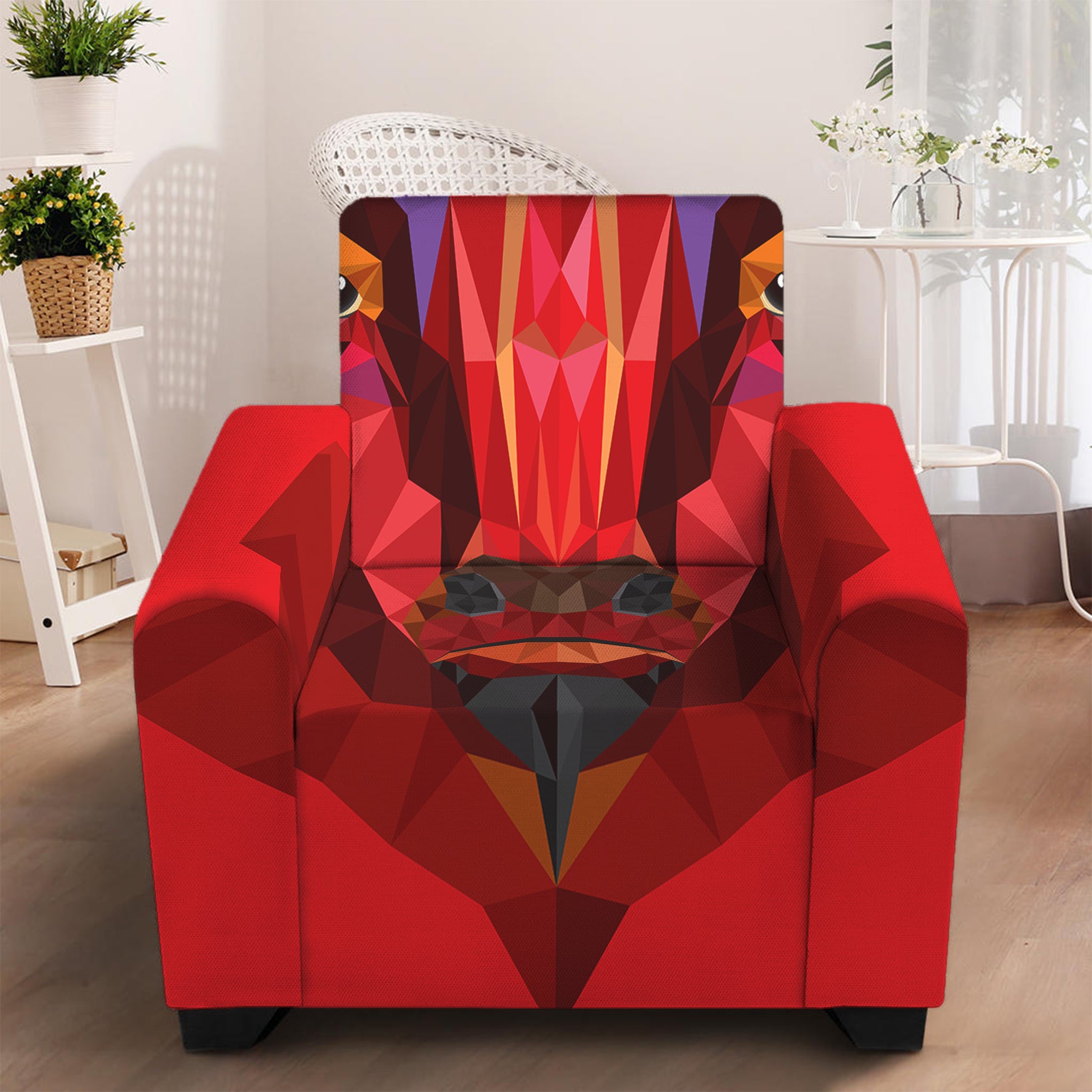 Geometric Bull Skull Print Armchair Slipcover