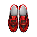 Geometric Bull Skull Print Black Slip On Shoes