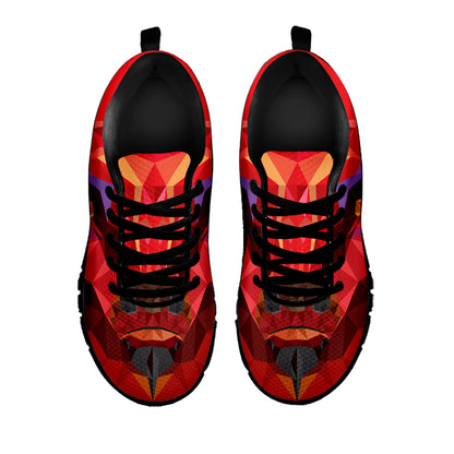 Geometric Bull Skull Print Black Sneakers