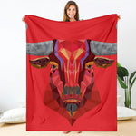 Geometric Bull Skull Print Blanket
