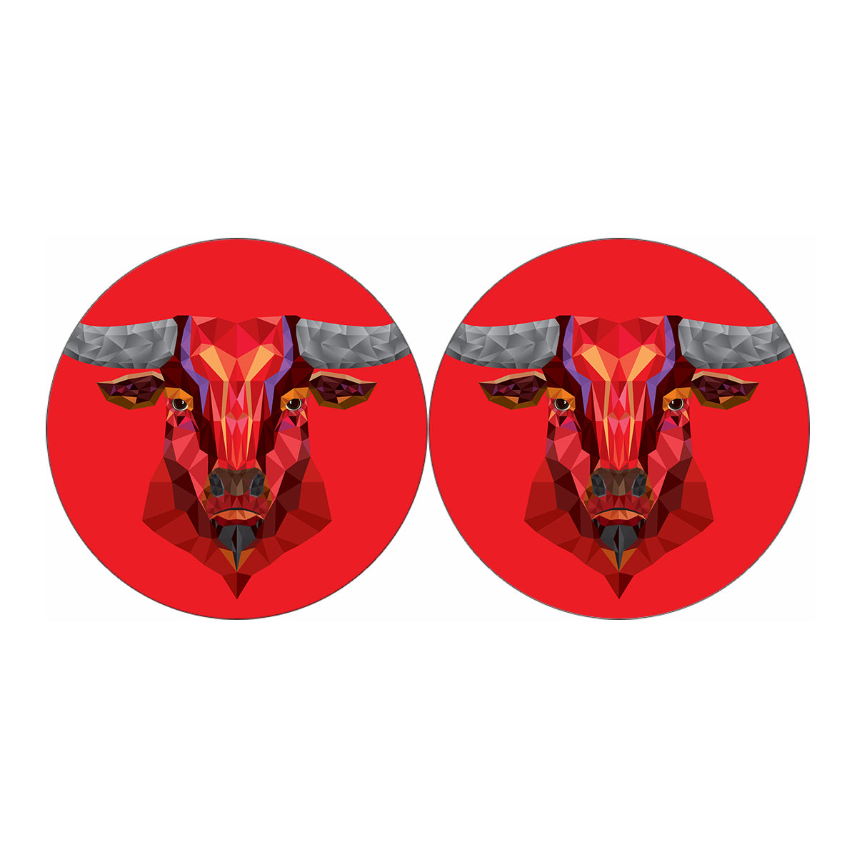 Geometric Bull Skull Print Car Coasters