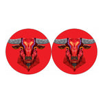 Geometric Bull Skull Print Car Coasters