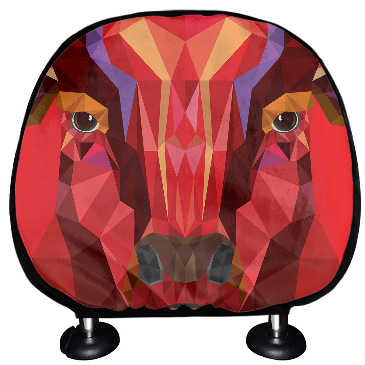 Geometric Bull Skull Print Car Headrest Covers