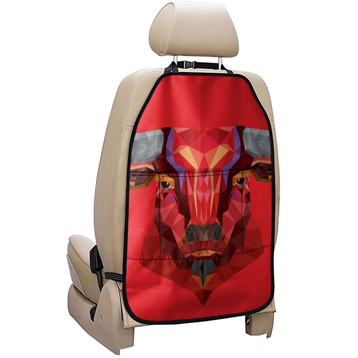 Geometric Bull Skull Print Car Seat Organizers