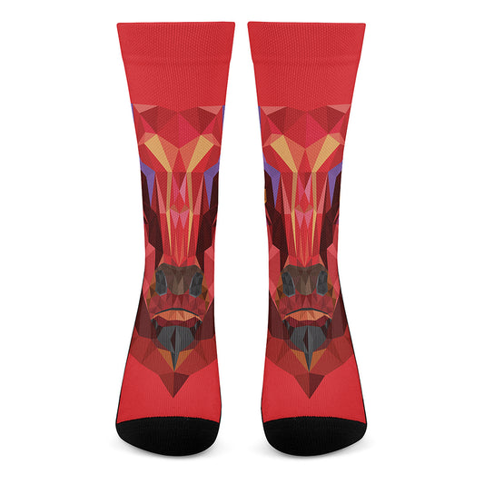 Geometric Bull Skull Print Crew Socks