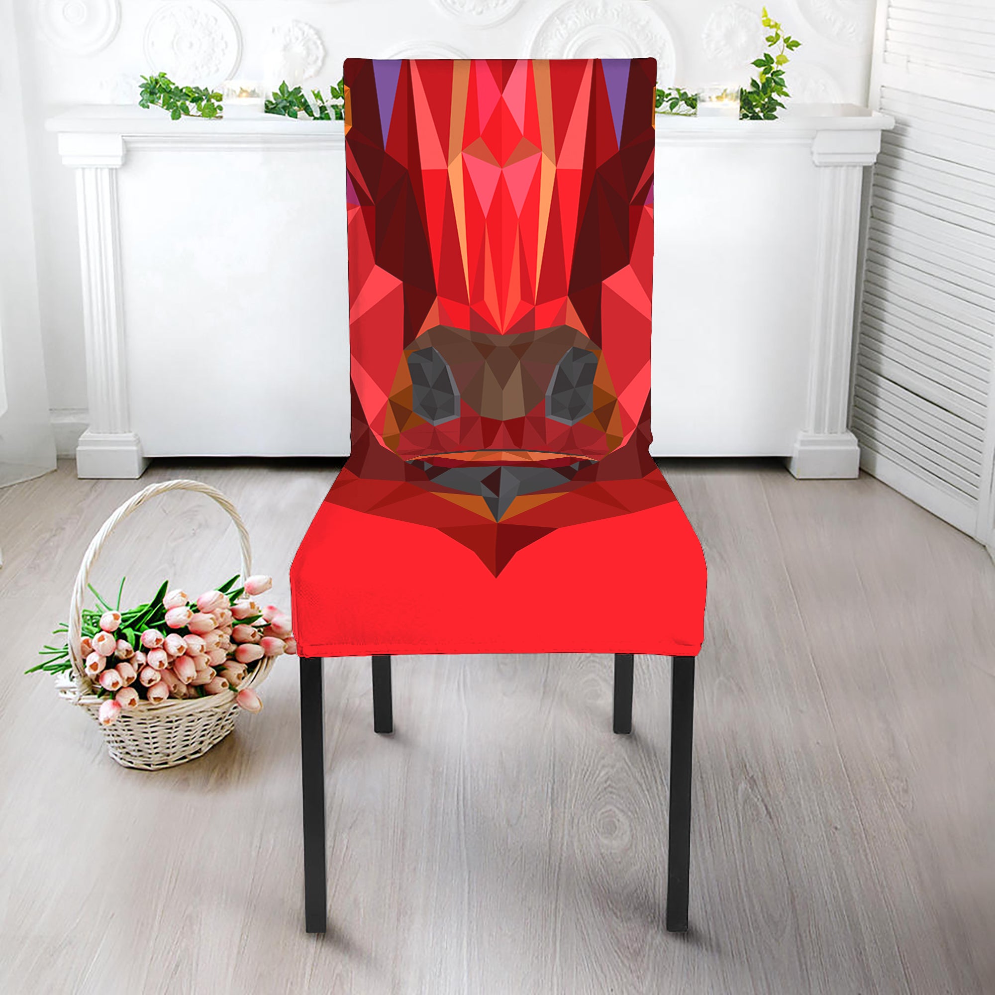 Geometric Bull Skull Print Dining Chair Slipcover