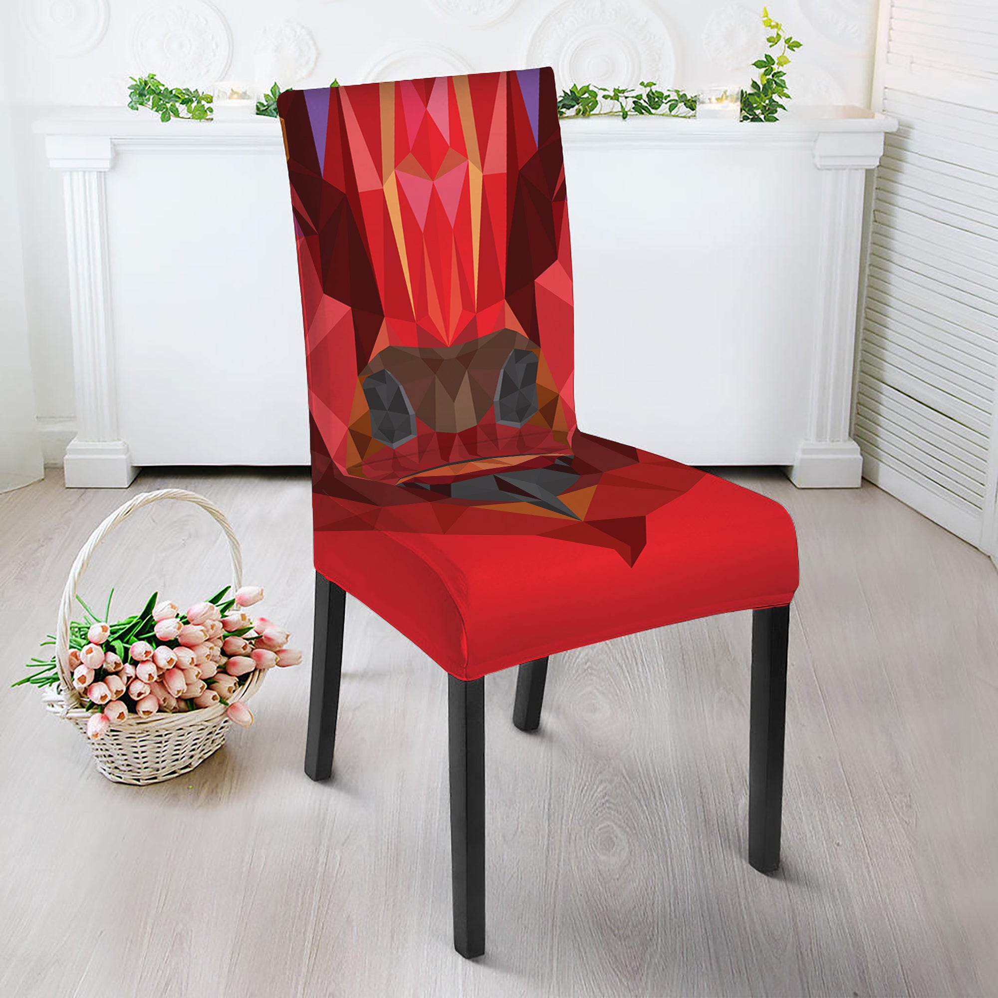 Geometric Bull Skull Print Dining Chair Slipcover