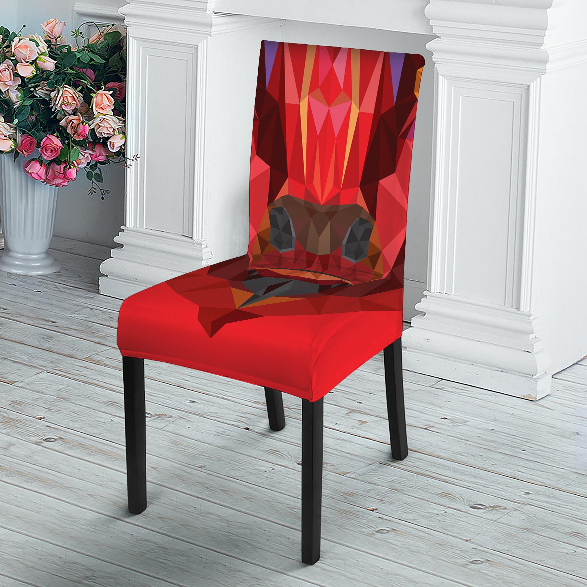 Geometric Bull Skull Print Dining Chair Slipcover