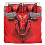 Geometric Bull Skull Print Duvet Cover Bedding Set
