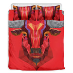 Geometric Bull Skull Print Duvet Cover Bedding Set