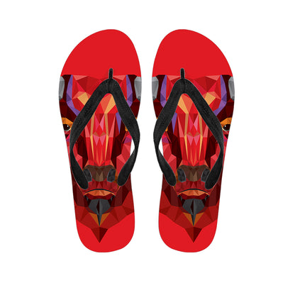 Geometric Bull Skull Print Flip Flops