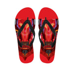 Geometric Bull Skull Print Flip Flops