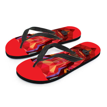 Geometric Bull Skull Print Flip Flops