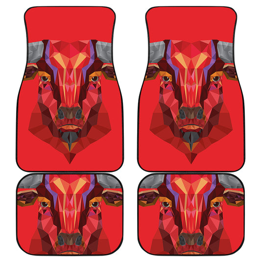 Geometric Bull Skull Print Front and Back Car Floor Mats