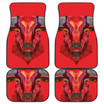 Geometric Bull Skull Print Front and Back Car Floor Mats