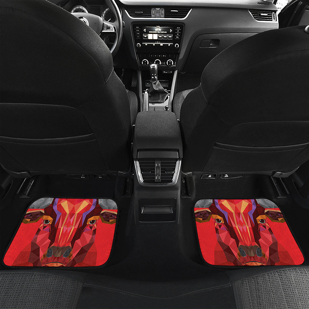 Geometric Bull Skull Print Front and Back Car Floor Mats
