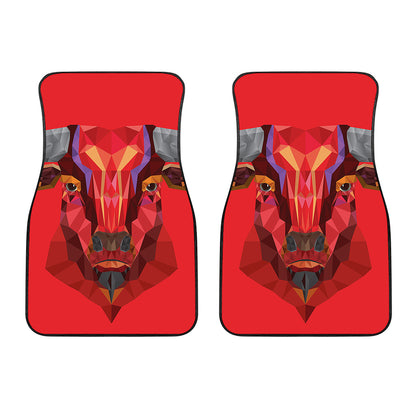Geometric Bull Skull Print Front Car Floor Mats