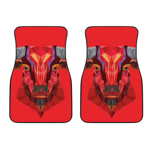 Geometric Bull Skull Print Front Car Floor Mats