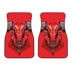 Geometric Bull Skull Print Front Car Floor Mats