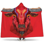 Geometric Bull Skull Print Hooded Blanket
