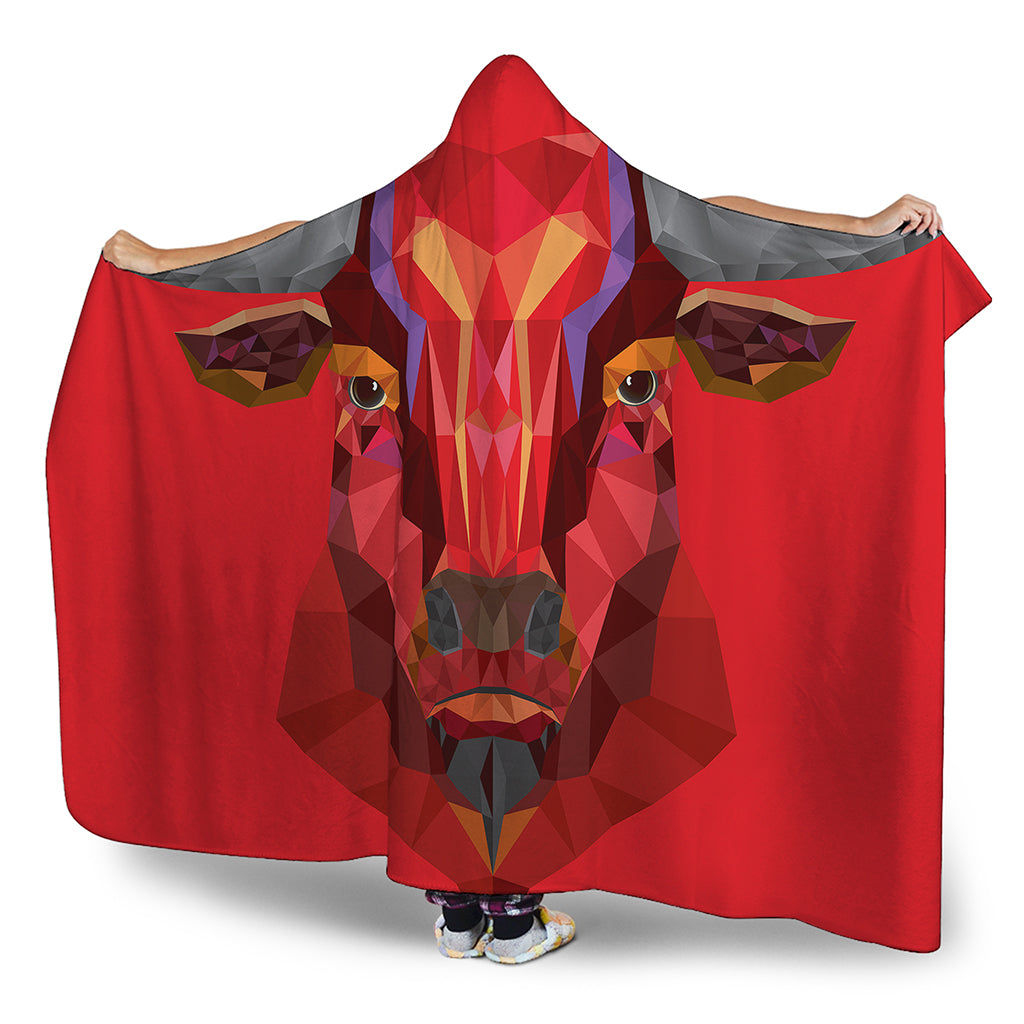 Geometric Bull Skull Print Hooded Blanket